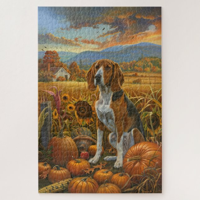 Treeing Walker Coonhound Hund Herbst Erntedank (Vertikal)