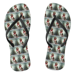 Treeing Walker Coonhound Hund im Schnee Weihnachte Flip Flops
