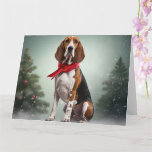 Treeing Walker Coonhound Hund in Schnee Weihnachte Karte