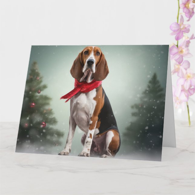 Treeing Walker Coonhound Hund in Schnee Weihnachte Karte (Orchidee)