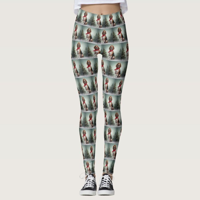 Treeing Walker Coonhound Hund in Schnee Weihnachte Leggings (Vorderseite)