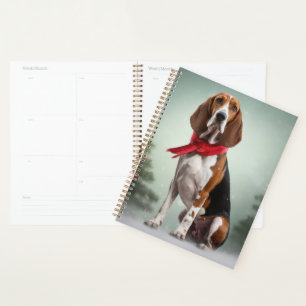 Treeing Walker Coonhound Hund in Schnee Weihnachte Planer
