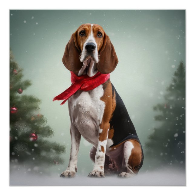 Treeing Walker Coonhound Hund in Schnee Weihnachte Poster (Vorderseite)