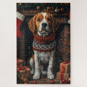 Treeing Walker Coonhound Hund mit Weihnachtsgesche