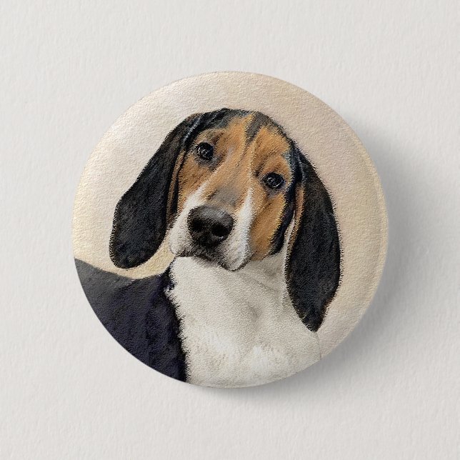 Treeing Walker Coonhound Malerei - Originelle Kuns Button (Vorderseite)