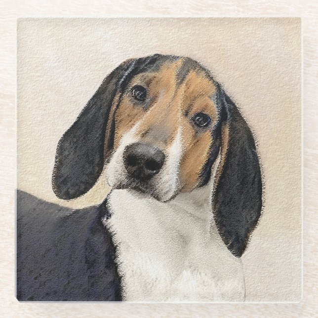 Treeing Walker Coonhound Malerei - Originelle Kuns Glasuntersetzer (Vorderseite)