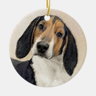 Treeing Walker Coonhound Malerei - Originelle Kuns Keramik Ornament