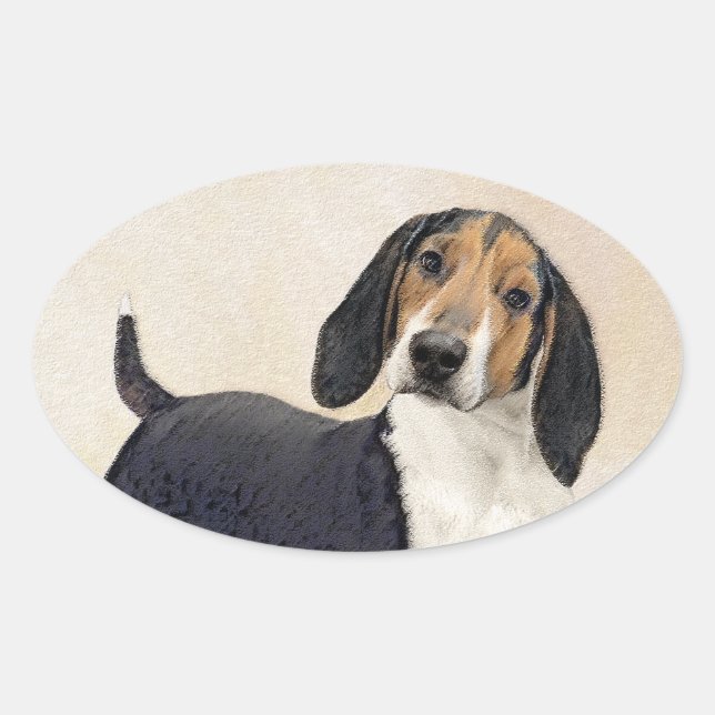 Treeing Walker Coonhound Malerei - Originelle Kuns Ovaler Aufkleber (Vorderseite)