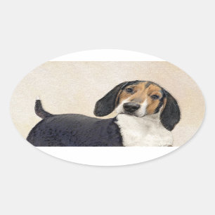 Treeing Walker Coonhound Malerei - Originelle Kuns Ovaler Aufkleber
