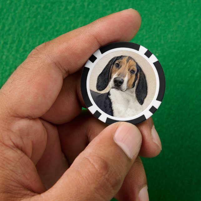 Treeing Walker Coonhound Malerei - Originelle Kuns Pokerchips (Hand)