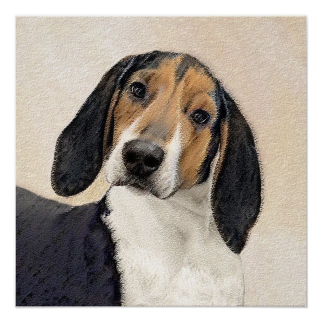 Treeing Walker Coonhound Malerei - Originelle Kuns Poster (Vorderseite)