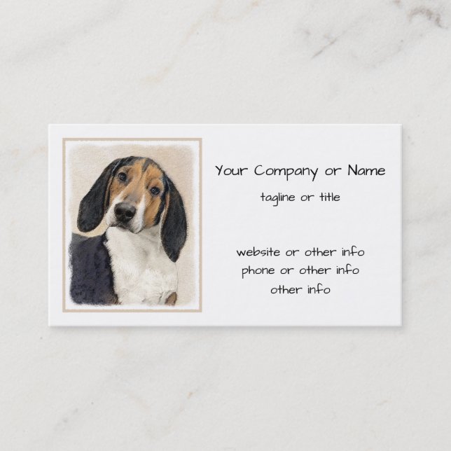 Treeing Walker Coonhound Malerei - Originelle Kuns Visitenkarte (Vorderseite)