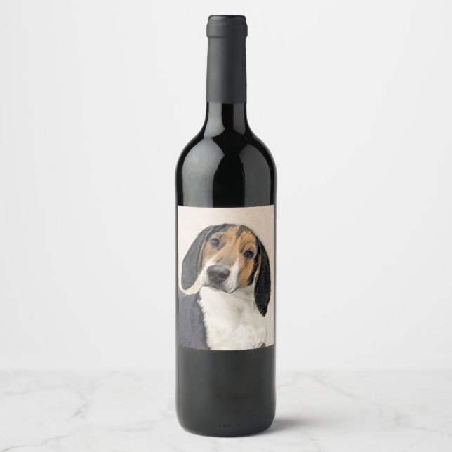 Treeing Walker Coonhound Malerei - Originelle Kuns Weinetikett (Vorderseite)