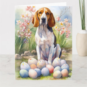 Treeing Walker Coonhound mit Ostereiern im Urlaub Karte