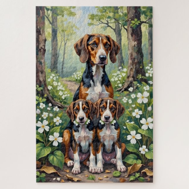 Treeing Walker Coonhound Wald-Trillium-Kunst (Vertikal)