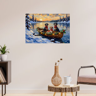 Treeing Walker Coonhound Weihnachtsboot Urlaub Poster