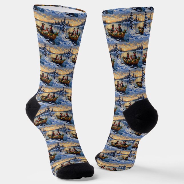 Treeing Walker Coonhound Weihnachtsboot Urlaub Socken (Gewinkelt)