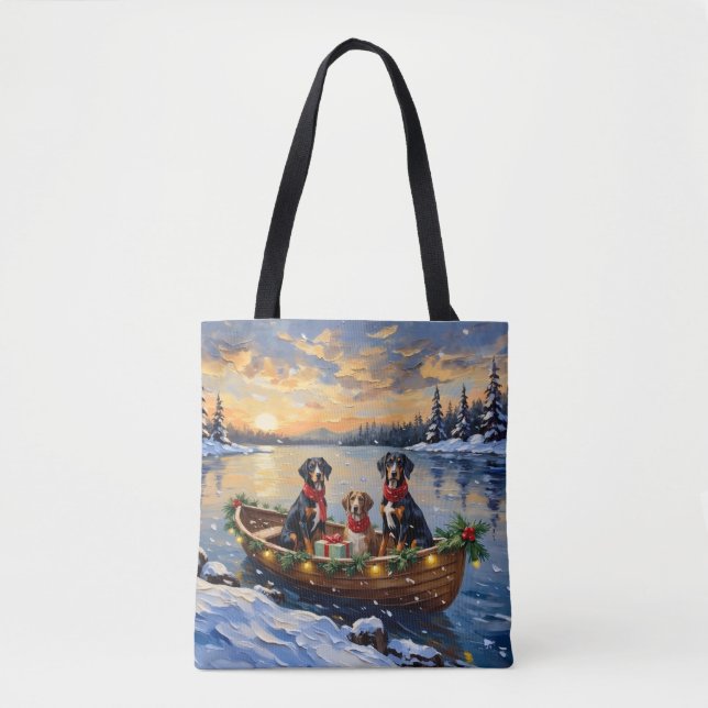 Treeing Walker Coonhound Weihnachtsboot Urlaub Tasche (Vorderseite)
