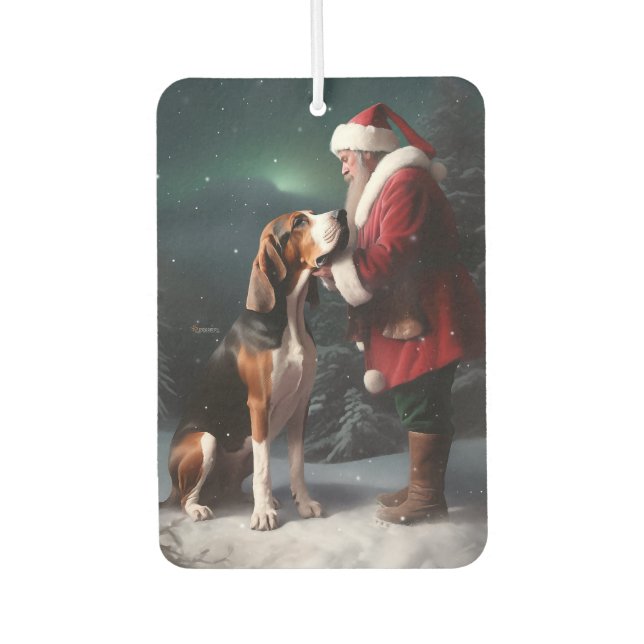 Treeing Walker Coonhound Weihnachtsmann Autolufterfrischer (Vorderseite)