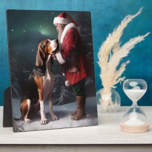 Treeing Walker Coonhound Weihnachtsmann Fotoplatte