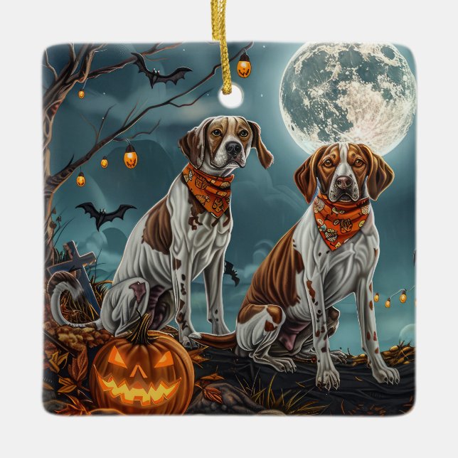 Treeing Walker Halloween Spooky Keramikornament (Vorderseite)