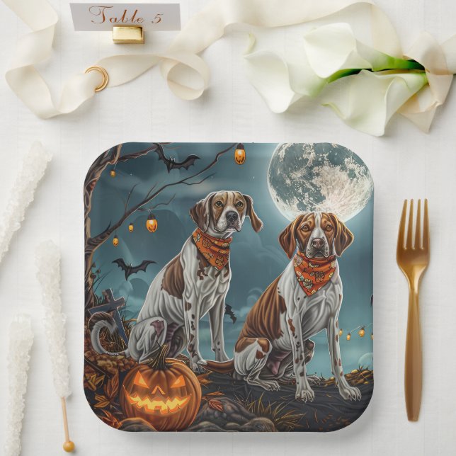 Treeing Walker Halloween Spooky Pappteller (Hochzeit)