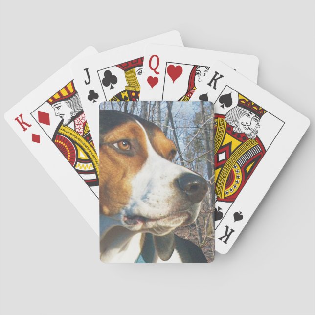Treeing WandererCoonhound im Holz Spielkarten (Rückseite)