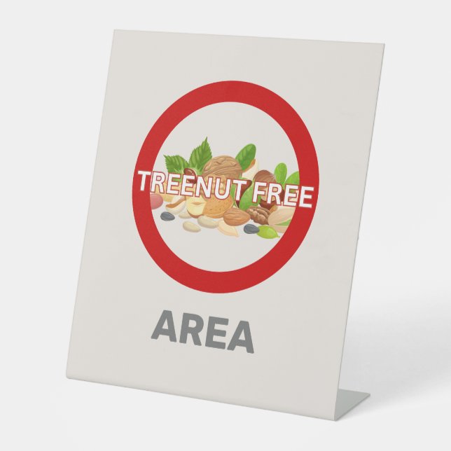 Treenut Free Area Customized Food Allergy Alert Sockelschild (Vorderseite)