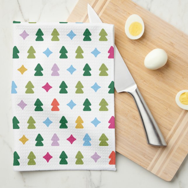 Trees and Twinkles Multi-Color Kitchen Towel Geschirrtuch (Viertel Falte)