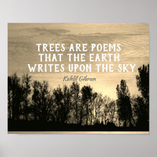 Trees Art Geems literary Kahlil Gibran zitieren se Poster