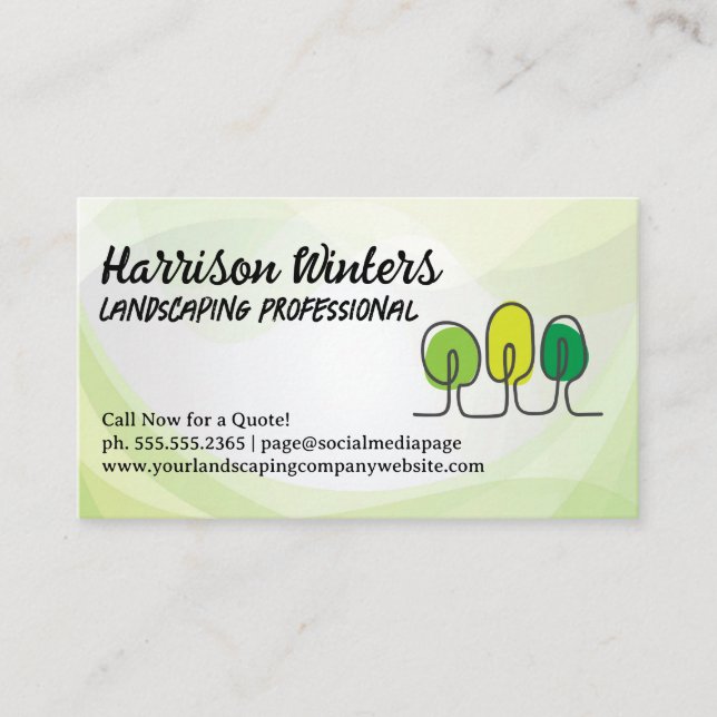 Trees Doodles Logo | Landflucht Visitenkarte (Vorderseite)