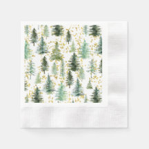 Trees Gold Glitzer Weihnachtsbuch Napkin Party