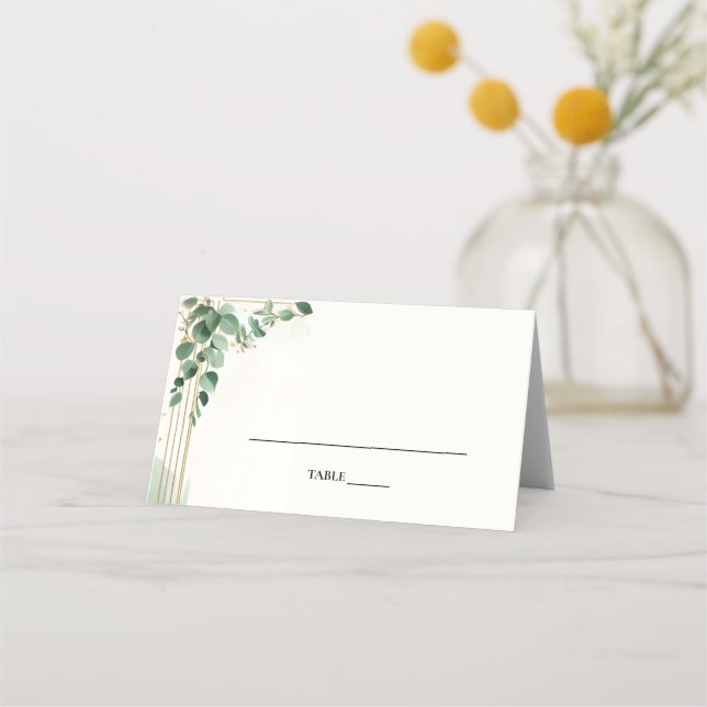 Trees Gold Mint Glam Emerald Green Quinceanera Platzkarte (Vorderseite)