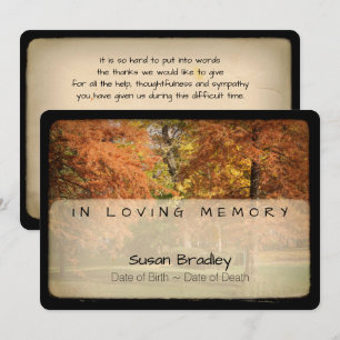 Trees Memorial Beileid Vielen Dank mit Texten 2 Einladung