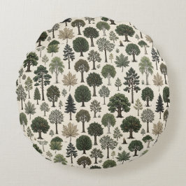 Trees Pattern Rundes Kissen