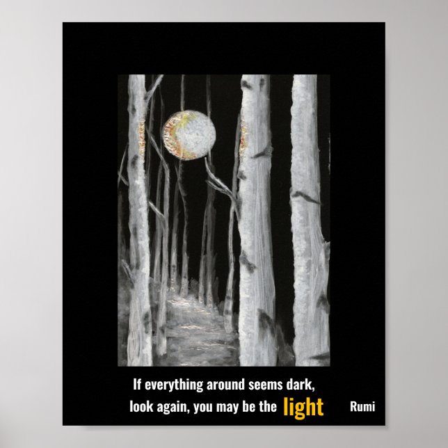 Trees Schwarz-weiß Gold Rumi Value Poster (Vorne)