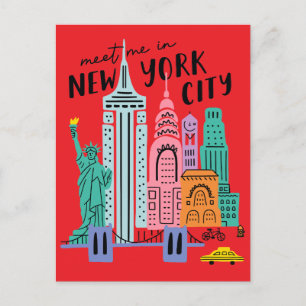 Treffe mich bei New Yorker Skyline-Sehenswürdigkei Postkarte