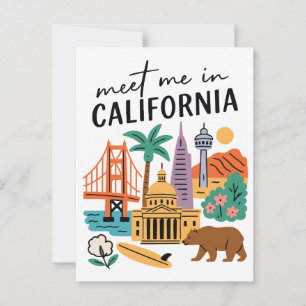 Treffe mich in Kalifornien Golden Gate Bear Surf Postkarte