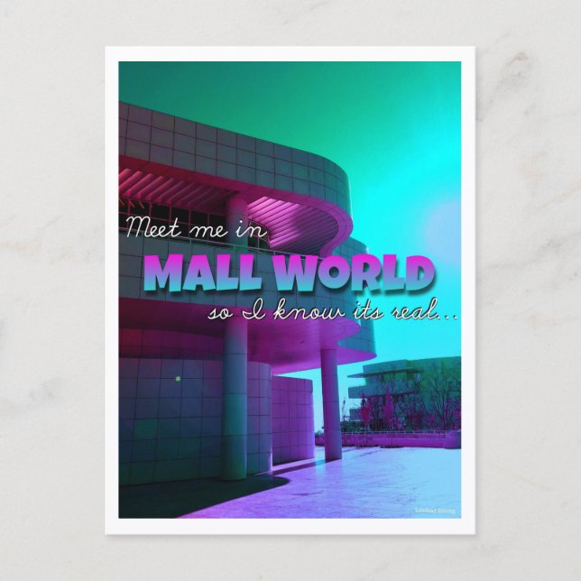 "Treffe mich in.." Mall World Postkarte  (Vorderseite)