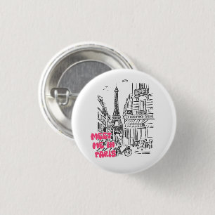Treffe mich in Paris – Französisches Café Eiffelt Button