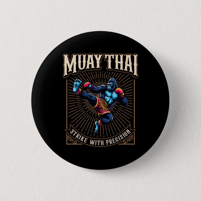 Treffe mit Präzision - Cooler Muay Thai Gorilla Ki Button (Vorderseite)