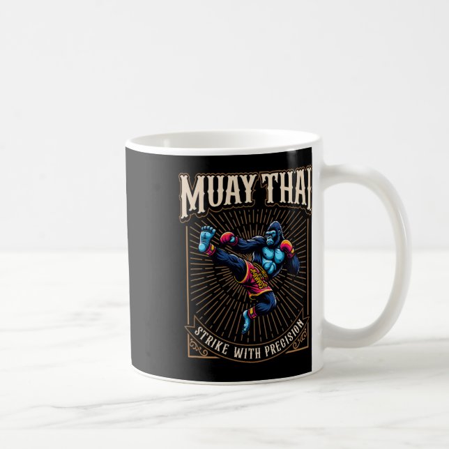 Treffe mit Präzision - Cooler Muay Thai Gorilla Ki Kaffeetasse (Rechts)