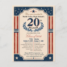 Treffen der 20. Abiturklasse Americana Rot Weiß Postkarte