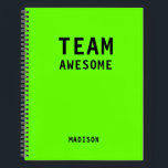 Treffen der Personalisierten Notes des Funny Team Notizbuch<br><div class="desc">Funny Team Personalisiert Notes Office Meeting Notebook enthält den Text "Team Phantastisch" mit Ihrem personalisierten Namen unten auf einem neon grünen Hintergrund. Personalisieren Sie diese,  indem Sie den Text in dem dafür vorgesehenen Textfeld bearbeiten. Entwickelt für Sie von ©Evco Studio www.zazzle.com/store/evcostudio</div>