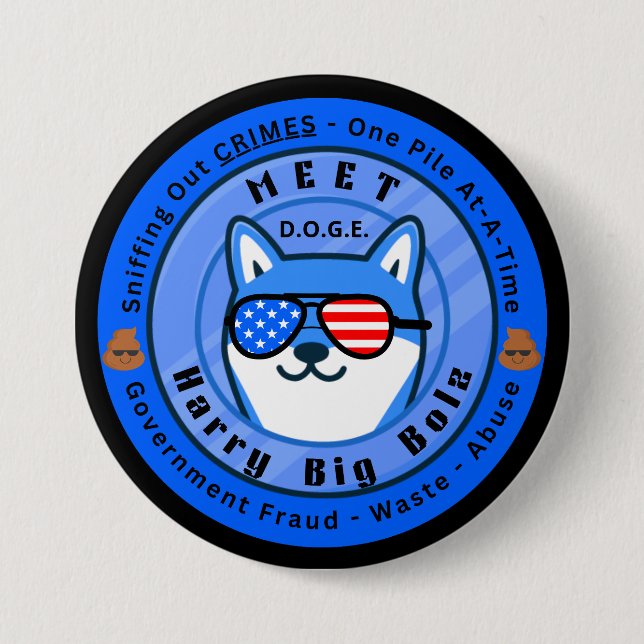 *Treffen Sie D.O.G.E. Harry Big Bolz Button (Vorderseite)