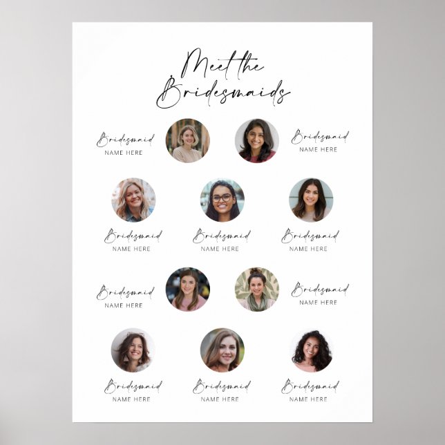 Treffen Sie das Bridesmaids Foto Display Sign 10 P Poster (Vorne)