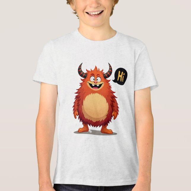 Treffen Sie das freundliche Fluff Monster Tri-Blend Shirt (Vorderseite)