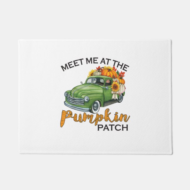 Treffen Sie mich am Pumpkin Patch Lieferwagen Fall Fußmatte (Vorderseite)
