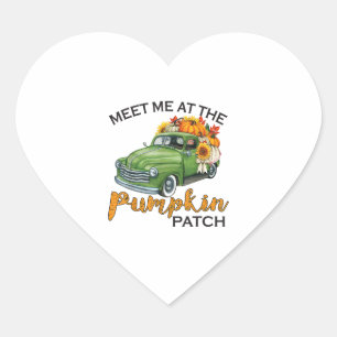 Treffen Sie mich am Pumpkin Patch Lieferwagen Fall Herz-Aufkleber