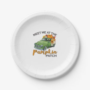 Treffen Sie mich am Pumpkin Patch Lieferwagen Fall Pappteller
